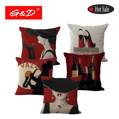 China G&D Plain Wine Red Romantic Elegant Woman Decor Sofa Pillow Cover Car Seat Home Cushion for sale