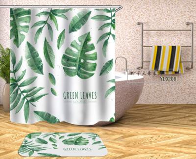 China Sustainable Wholesale G&D Rust Leaf Printing Waterproof Bathroom Shower Curtains for sale