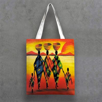 China G&D African Abstract Handled Oil Painting Style National Tote Bag for sale