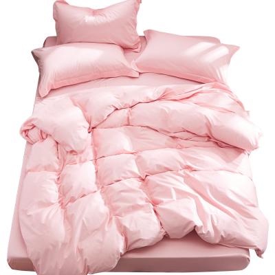 China G&D Wholesale Nondisposable 100% Cotton 4 Piece Sheet Set Single Dyed Bedding Set for sale