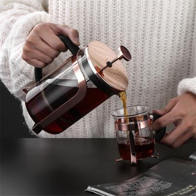 China WITH LID Custom Color Borosilicate Heat Resistance Glass Coffee Maker Top 8 Cup Rose Gold French Press for sale