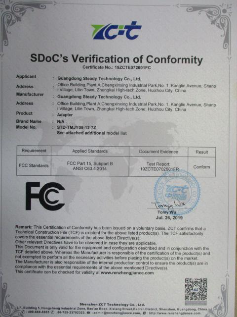 FCC - Guangdong Steady Technology Co., Ltd.