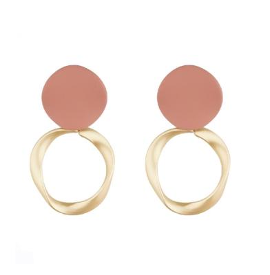 China Irregular Round Rose and Matte Gold Drop Earrings Jewelry CLASSIC Simple Alloy Earrings for sale