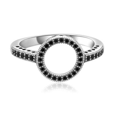 China Guaranteed Quality Jewelry Engagement Band Ring Round Black CZ Neo-Gothic Ring For Women for sale