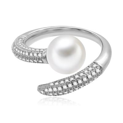 China Buy CLASSIC Pearl Rings Zircon Ring Fancy Pearl And Cubic Zirconia Online Zirconia Ring for sale