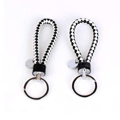 China PU Leather Rope Braided Knot Leather Fashion Woven Key Chain for sale