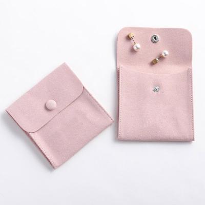 China custom logo microfiber button jewelry pouch with button JR-wrapping for sale