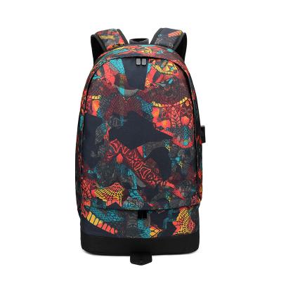 China Custom printing waterproof school sports daypack basketball canvas backpack with USB charging port for sale