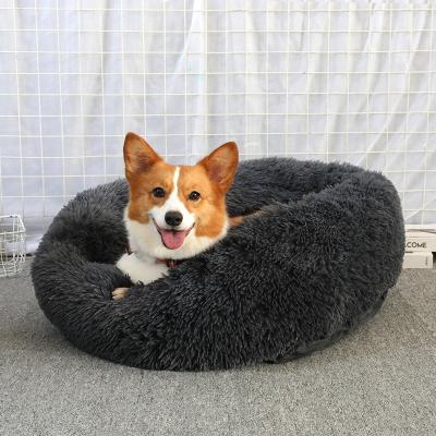 China Breathable Calming Donut Pet Bed Cat and Dog Bed in Multiple Sizes High Shag Fur Machine Washable Bolster for sale