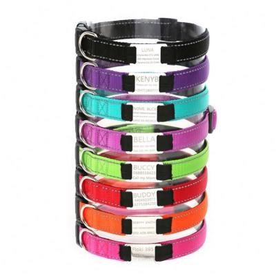 China Reflective Running Pet Collar With Name Plated Reflective Personalized Dog Collars for sale