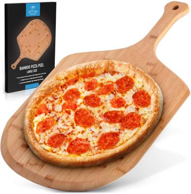 China Sustainable Bamboo Wooden Pizza Peel Chopper Pizza Board 1.5CM Thickness for sale