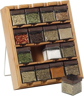 China Sustainable Inspirations 16-Cube Wall Mounted Bamboo Spice Rack or Rack or Drawer Spice Organizer for sale