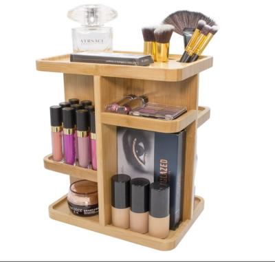 China Sustainable Bamboo Cosmetic Organizer Rotatable Multi-Function Makeup Storage Organizer For Toiletries for sale