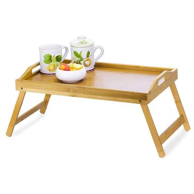 China Good Quality Eco - Friendly Bamboo Folding Bed Tray With Folding Legs for sale