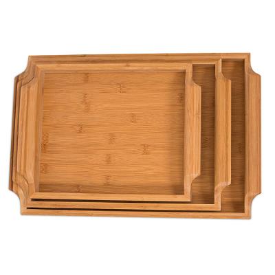 China Eco-friendly set of 3 fashion decorative bamboo food dish trays wholesale for sale