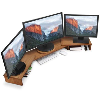 China Eco - Friendly 3 Shelf Computer Monitor Stand Riser Bamboo With Adjustable Angle for sale