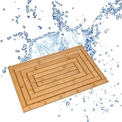 China Sustainable Home Bamboo Bath Mat Non Slip Bamboo Bath Board Shower Mat Or Bathroom for sale