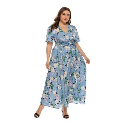 China Summer 2022 Fashionable New Arrival Breathable Plus Size Maxi Oversize Boho Clothes Dresses For Fat Woman for sale