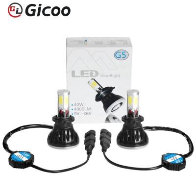 China GICOO G5 40W 8000LM 360 H4 Aluminum Car Head Bulb Led Headlight For H7 Automotive Car 9005 9006 H11 for sale