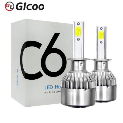 China Gicoo hot sale factory wholesale price aluminum led fog lights h4 9004 h13 led headlights C6 h1 h3 h7 9005 880 led light headlight for sale