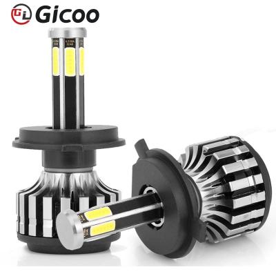 China GICOO new aluminum car automobile led headlight led bulbs H1 H3 H4 H7 H11 9005 bulb h11 headlights 9006 HEADLIGHT 6 SIDES for sale