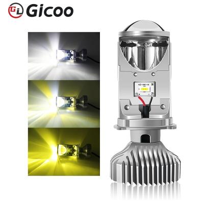 China GICOO Tri Color LED Lighting Headlight Y6S 3000K 4300K ​​6000K Aluminum Auto LED Projector Lens for sale