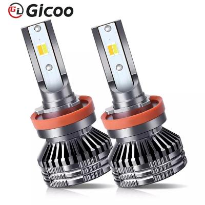 China Tri Color Aluminum Car Headlight Mini Lamp LED H11 LED H7 Bulbs 9005 Headlight Kit 9006 H4 Fog Light 12V LED Lamp for sale