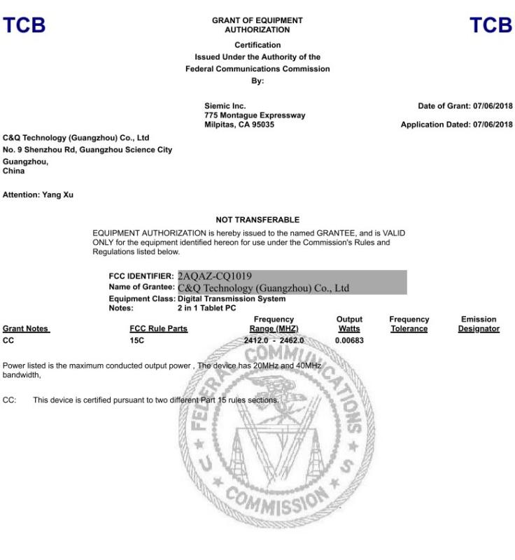 FCC - C&Q Technology (Guangzhou) Co., Ltd.