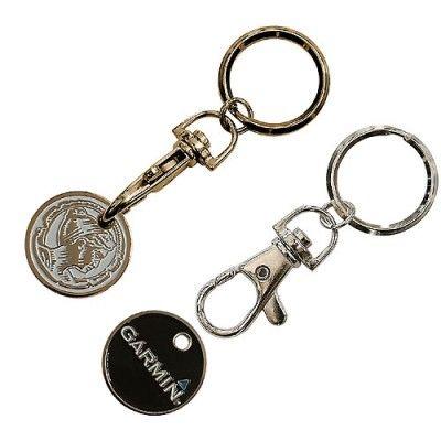 China 3D Business Design Metal Key Ring Supermarket Shopping Cart Chip Trolley Token Coin Key Chain for sale