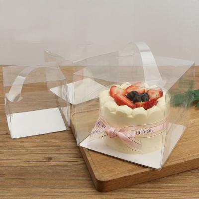 China Disposable Clear Cake Box With Handle for sale