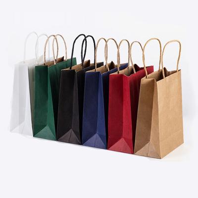 China Wholesale Recyclable Kraft Brown Packaging Clothes Food Deli Paper Gift Shopping Bag With Handle for sale