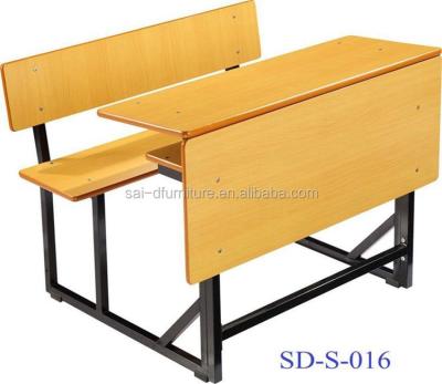 China School Sets Strong Wooden Classroom Furniture Double School Desk With Bench Chair For Pupil SD-S-016 for sale