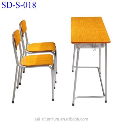 China School Sets SD-S-018 Wooden Double High School Furniture Classroom Chairs With Table For Student for sale