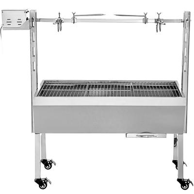 China Hot Sale Large Size 60kg 120cm Easily Assembled Electric Spit Rotisserie Charcoal BBQ Grills Stainless Steel BBQ Rotisserie Grill for sale