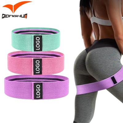 China Latex QiongHua Private Label Exercise Band Cloth Hip Circle Band Resistance Elastic Body Band for sale