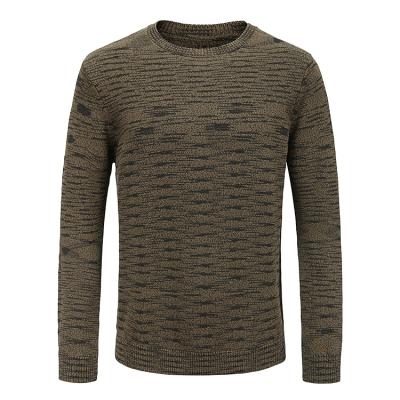 China Custom Made Jacquard Casual Pullover 100% Cotton Anti-Wrinkle Logo Crewneck Long Sleeve Men's Sweater for sale