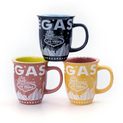 China Wholesale Viable Inside Color Glazed Flanging Stoneware Mugs Mug Ceramic Coffee Mug for sale