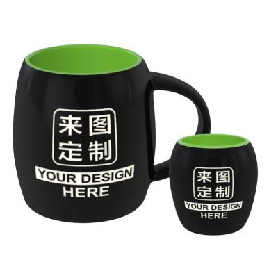 China Custom Ceramic Barrel Shaped Viable Stoneware Coffee Mugs Porcelain Mug for sale