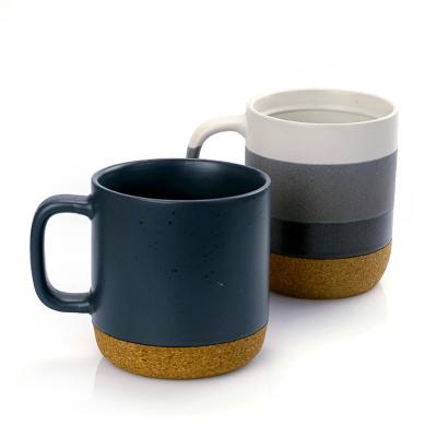 China Sustainable Hot High Quality Ceramic Custom Base Cork Base Ceramic Mugs for sale