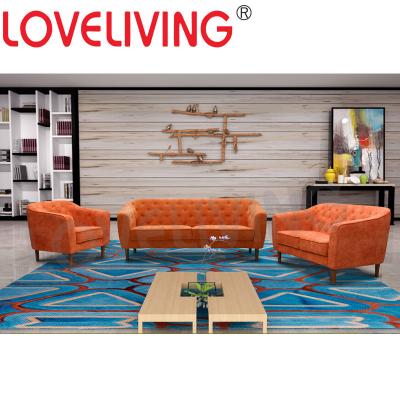 China Modern 3 Seats Modern Sofa Set , Orange Sofa Set Living Room Sofa Bed Espresso for sale