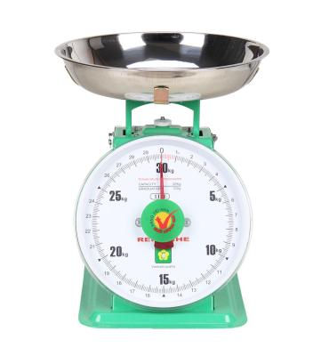 China High Quality Kitchen Dial Spring Scale 30kg/100g Kitchen Mechanical Spring Scale With Stainless Steel Pan RH-30 for sale