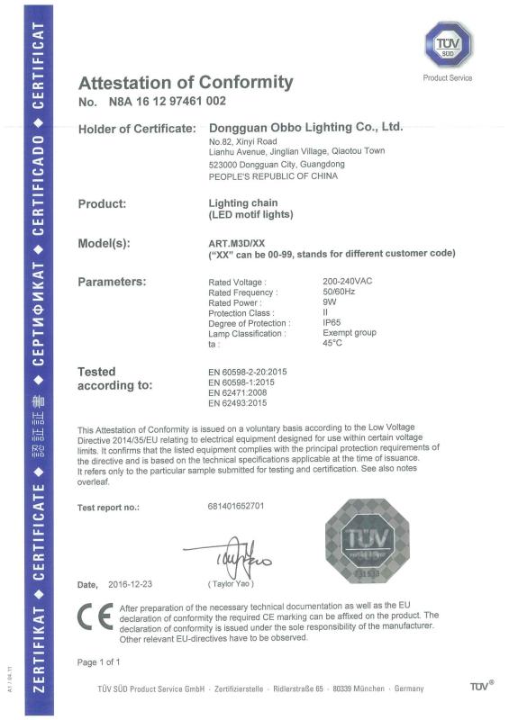 CE - Dongguan Obbo Lighting Co., Ltd.