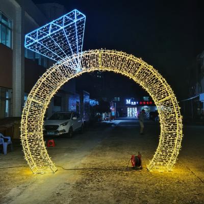 China Firm or Glitter Outdoor Wedding Party Decoration 3D Pattern Lighted Metal Arches for sale