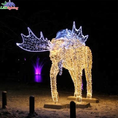 China Large commercial high quality Christmas decoration use animal 3d reindeer led moose pattern lights for sale