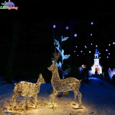 China Commercial Use Large Outdoor Decorative Acrylic 3d Deer Moose Pattern Light for sale