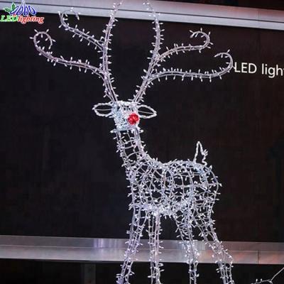 China Commercial Use Outdoor 3D Moose Christmas Reindeer Pattern Giant Gold Lights for sale