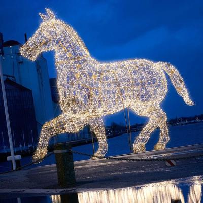 China Large Commercial Outdoor Christmas Animal Outdoor Use Decoration Spells Led Horse Carriage Pattern Light for sale