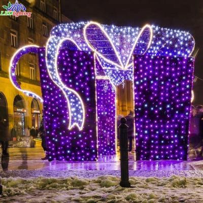 China Pattern Box Arch Decoration Christmas Light Gift Box Park 3D Mall Acrylic Regular or Twinkle Light for sale