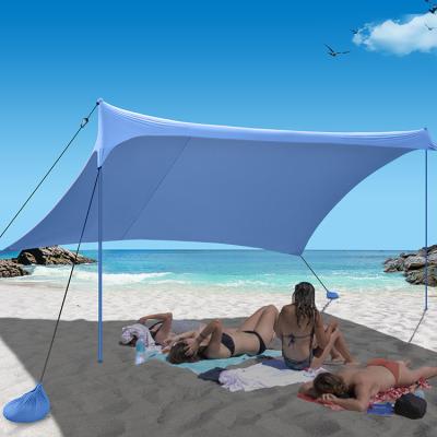 China Wholesale Beach UPF50 NYLON Beach Sunshade Tent Outdoor Beach Tent Diagonal Tying Type Sun Shelter for sale