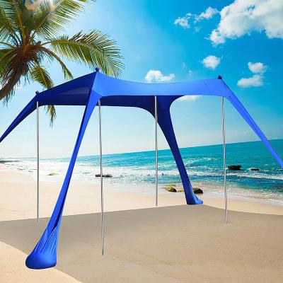 China Diagonal Bracing Type Outdoor Beach Tent Pop Up Sun Shelter Shade UPF50+ With Sand Shovel for sale